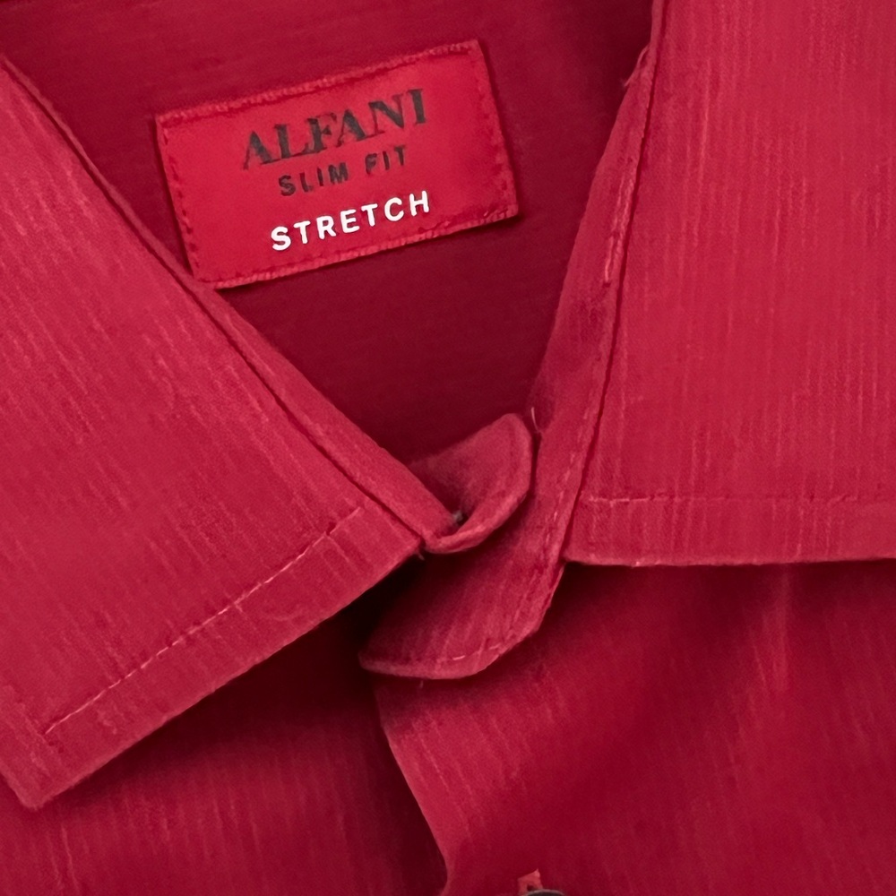 Alfani lightweight Slim Fit Stretch button down shirt. Size S. Color Dark Ruby. - Picture 3 of 5